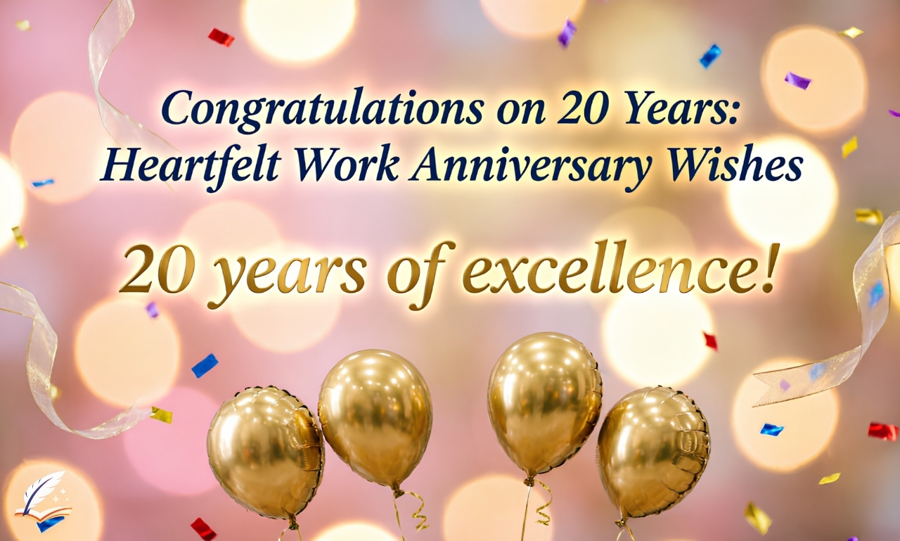 Congratulations on 20 Years: Heartfelt Work Anniversary Wishes