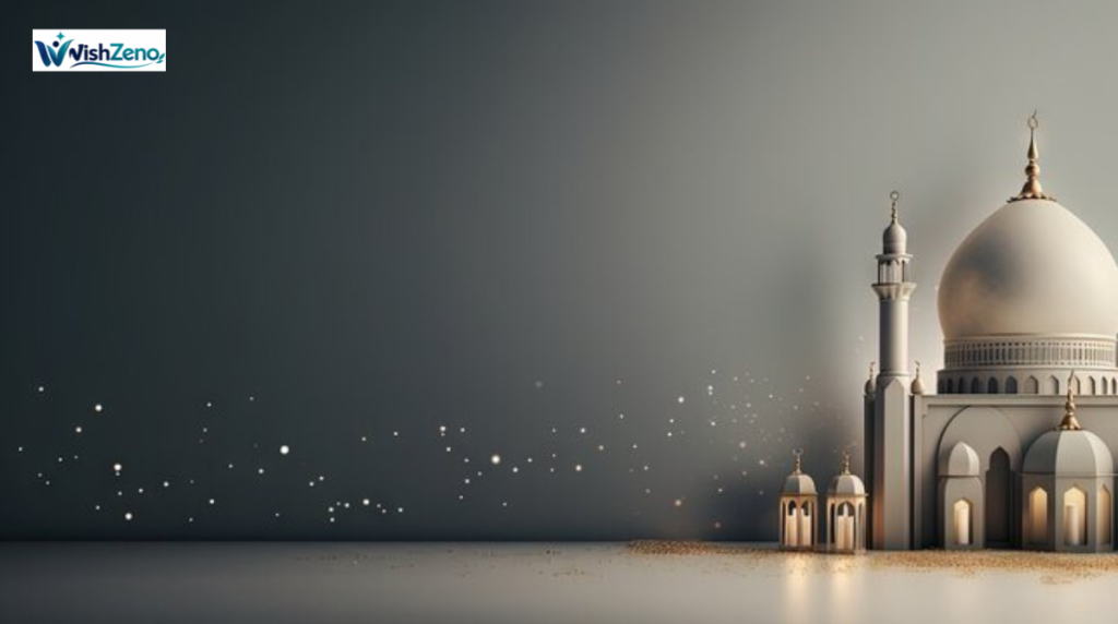 Islamic birthday greetings with a beautiful mosque and peaceful night background