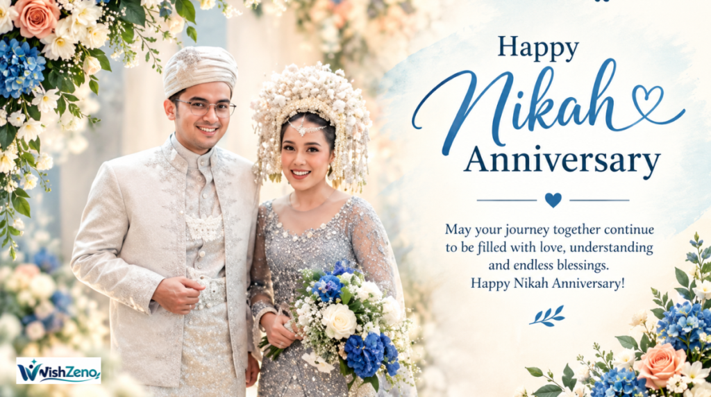 Beautiful Nikah Anniversary Wishes with heartfelt Islamic messages and duas for couples.